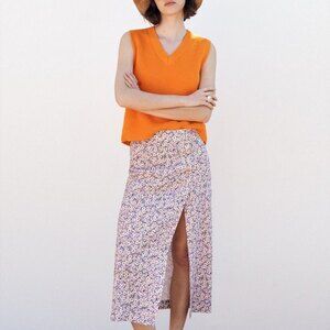 Orange Zara Ribbed V-Neck Sleeveless Sweater Top (NWT)